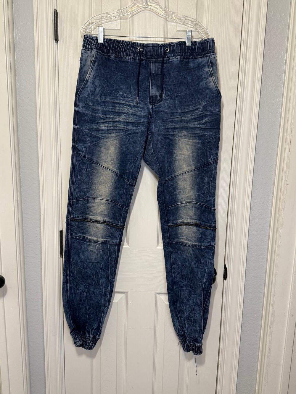 Blue Cult Men’s Denim Joggers Size 38 | Streetwear Distressed Look